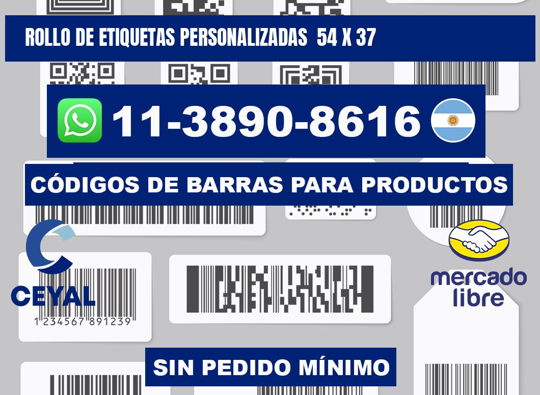 rollo de etiquetas personalizadas  54 x 37