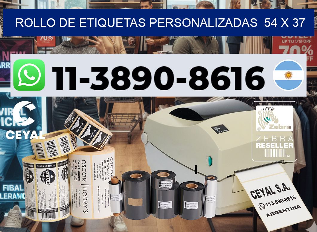 rollo de etiquetas personalizadas  54 x 37
