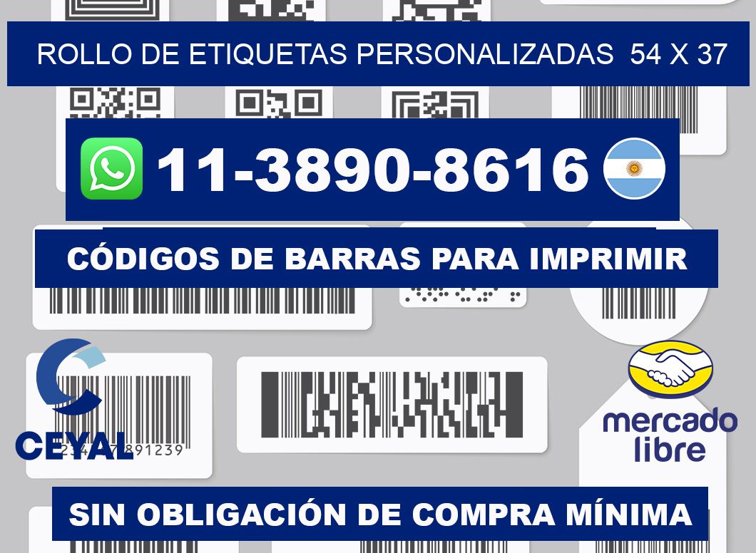 rollo de etiquetas personalizadas  54 x 37
