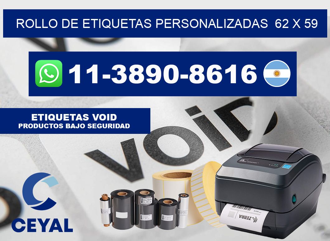 rollo de etiquetas personalizadas 62 x 59