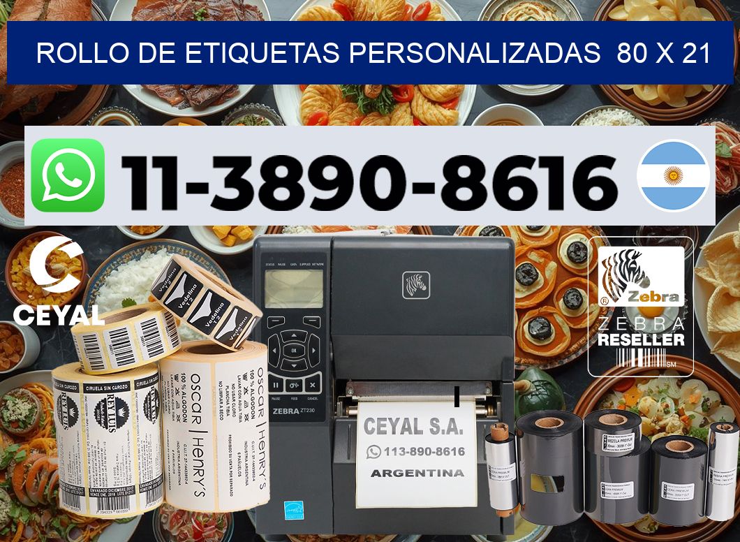 rollo de etiquetas personalizadas 80 x 21