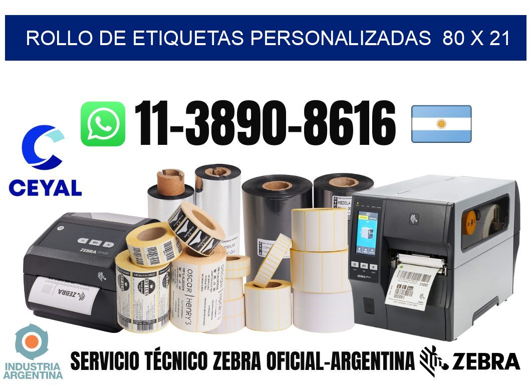 rollo de etiquetas personalizadas 80 x 21