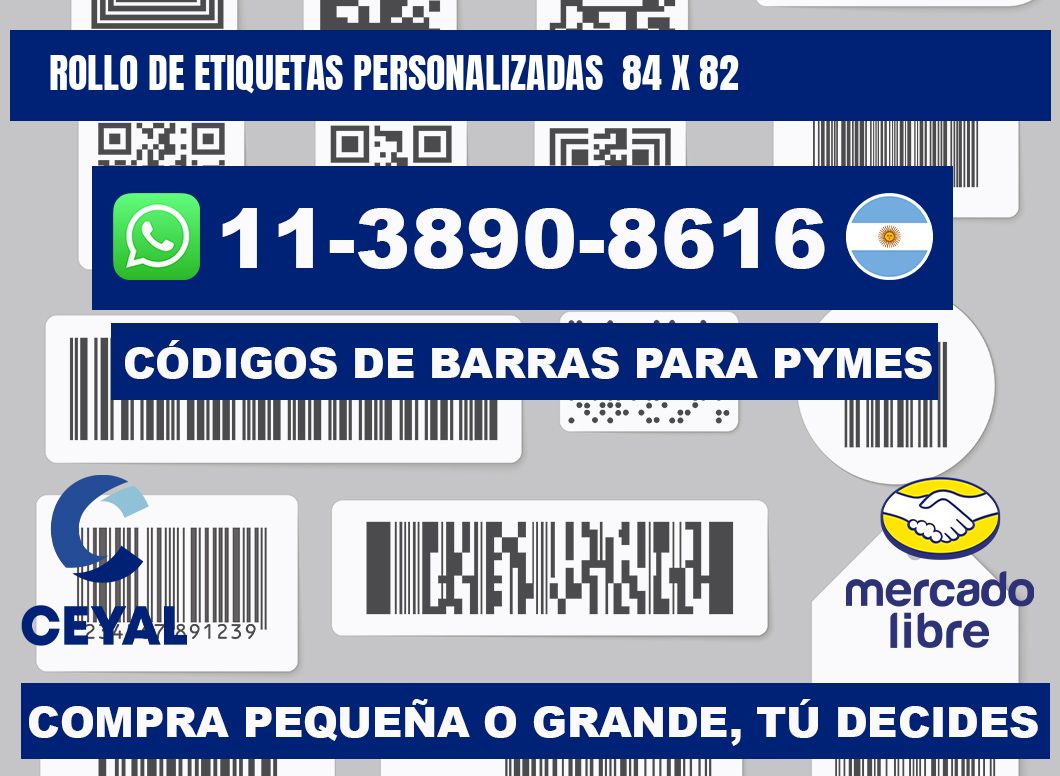 rollo de etiquetas personalizadas 84 x 82