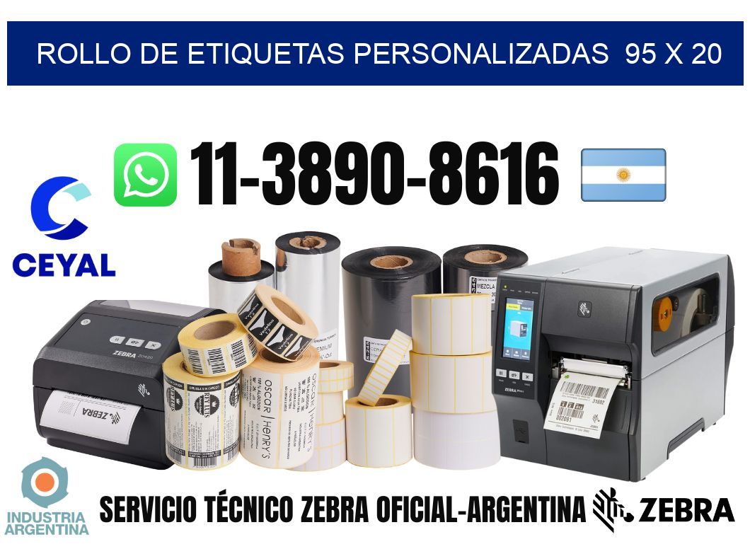 rollo de etiquetas personalizadas 95 x 20