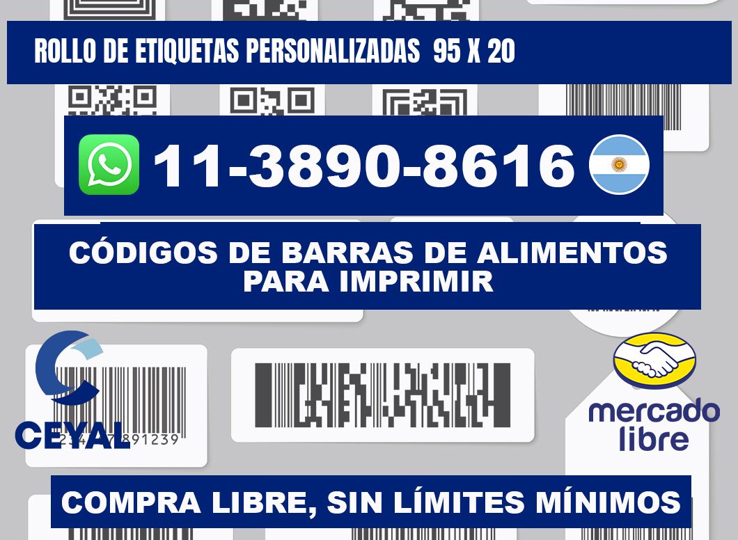 rollo de etiquetas personalizadas 95 x 20