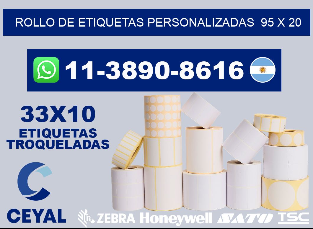 rollo de etiquetas personalizadas  95 x 20