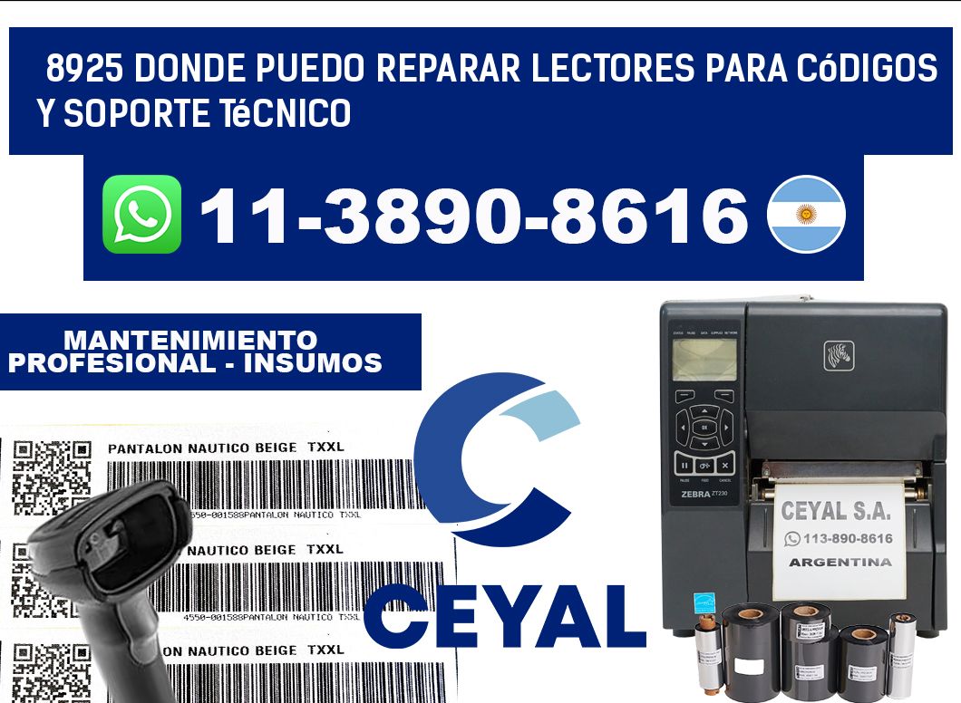 8925 donde puedo reparar Lectores para códigos y Soporte Técnico