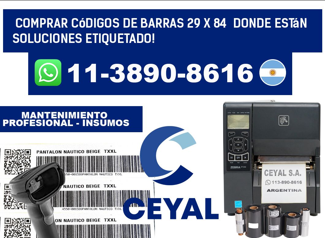 Comprar códigos de barras 29 x 84  donde están soluciones etiquetado!