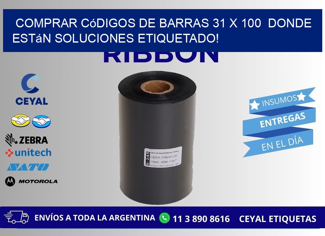 Comprar códigos de barras 31 x 100  donde están soluciones etiquetado!