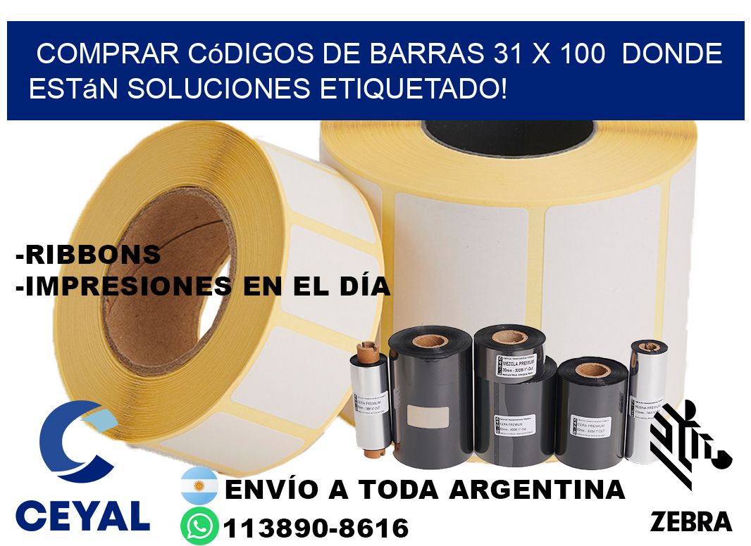 Comprar códigos de barras 31 x 100  donde están soluciones etiquetado!