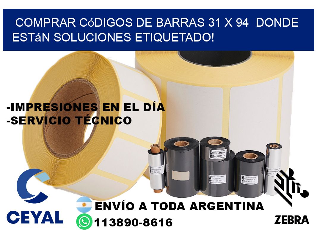 Comprar códigos de barras 31 x 94  donde están soluciones etiquetado!