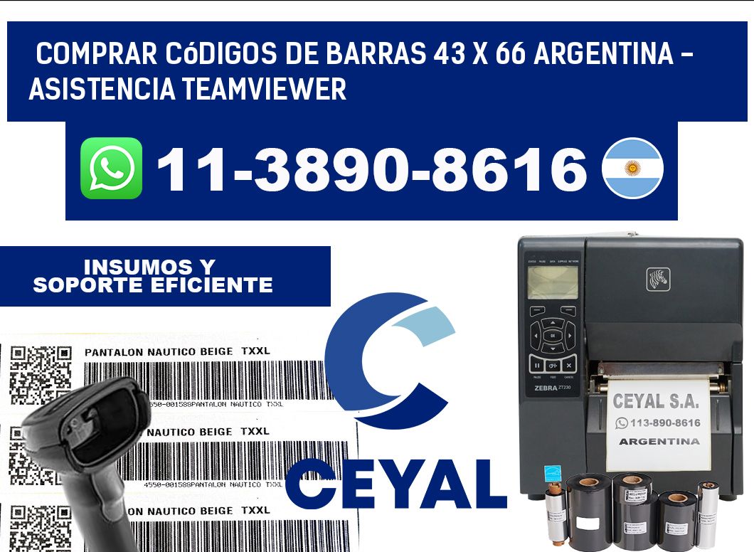 Comprar códigos de barras 43 x 66 argentina - asistencia teamviewer
