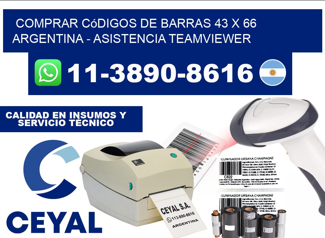Comprar códigos de barras 43 x 66 argentina - asistencia teamviewer
