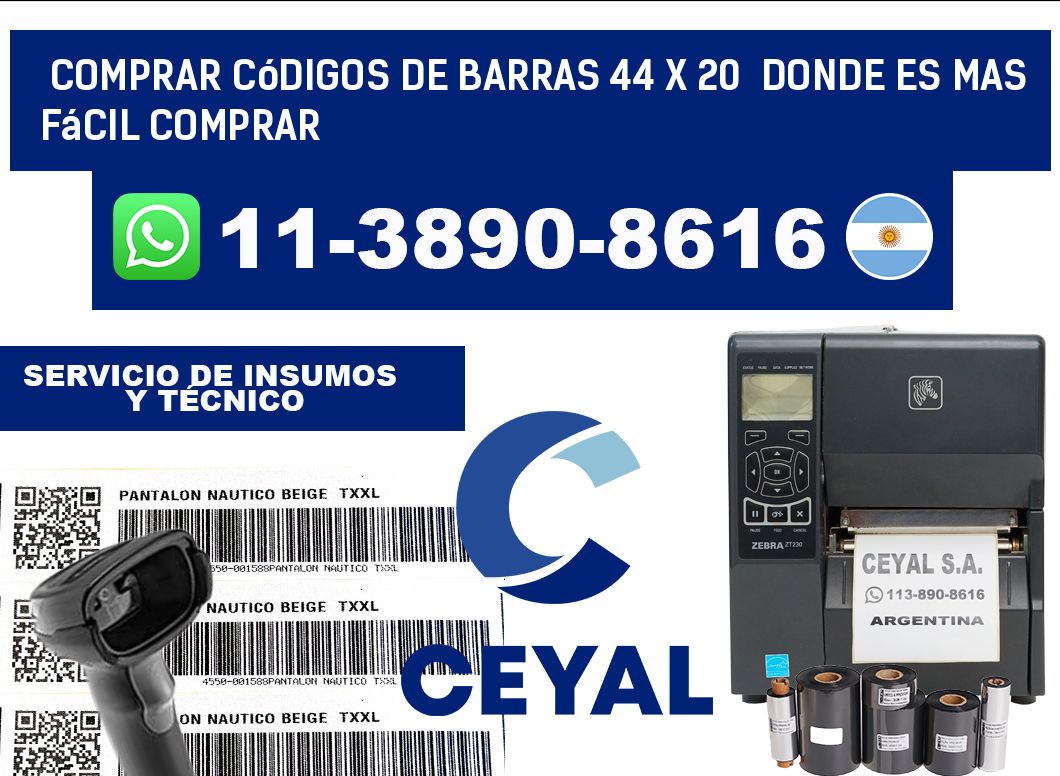 Comprar códigos de barras 44 x 20  Donde es mas fácil comprar
