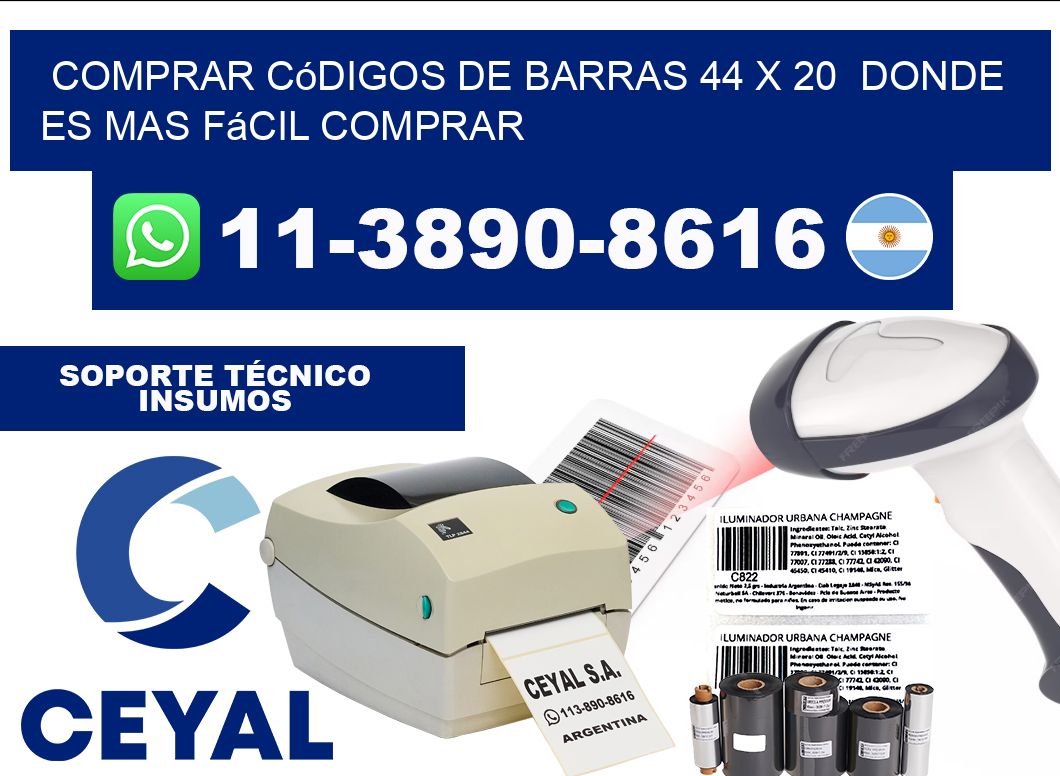 Comprar códigos de barras 44 x 20  Donde es mas fácil comprar