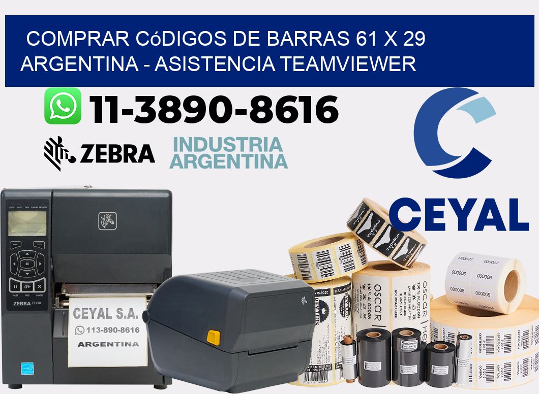 Comprar códigos de barras 61 x 29 argentina - asistencia teamviewer