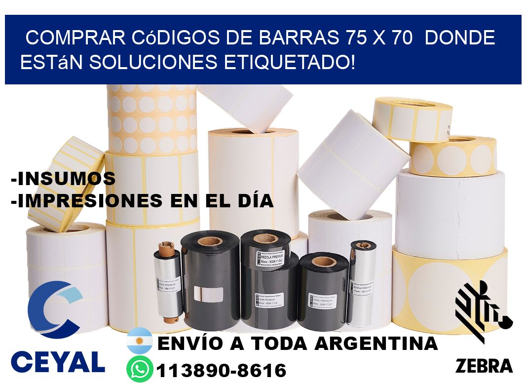Comprar códigos de barras 75 x 70  donde están soluciones etiquetado!
