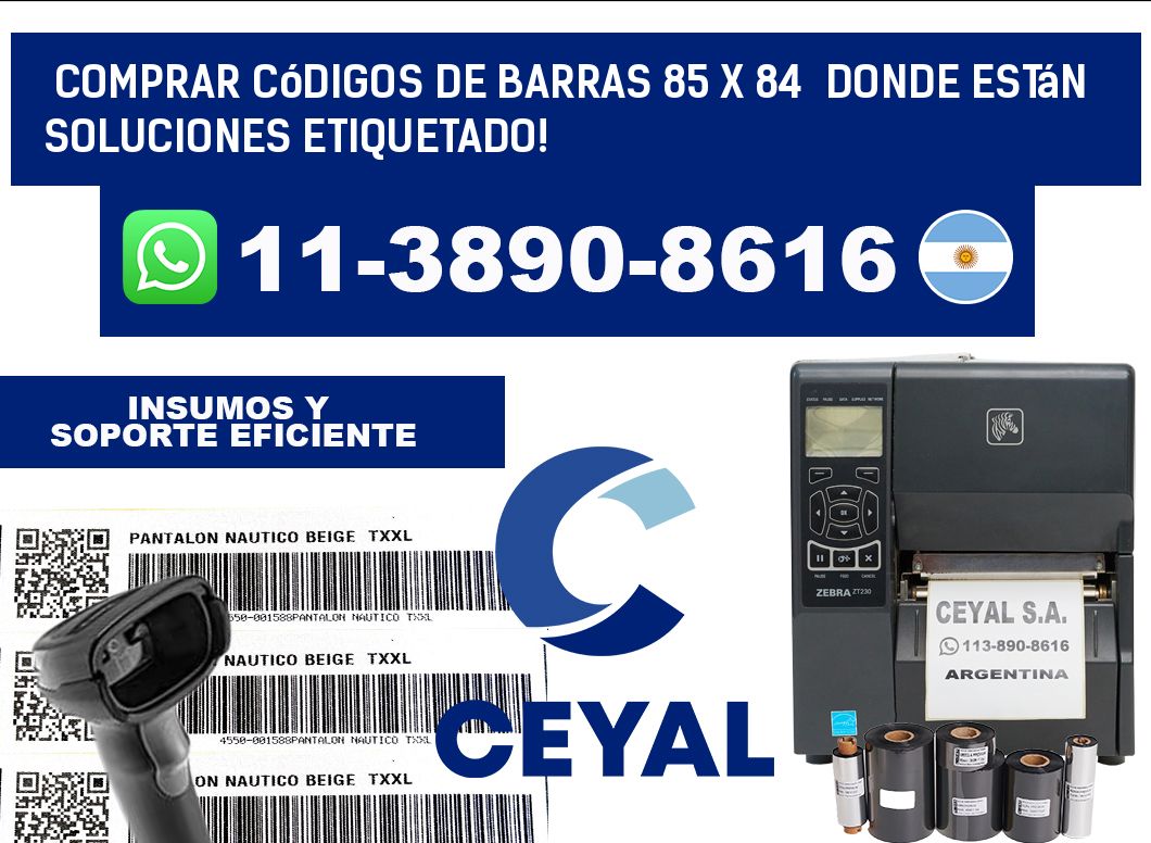 Comprar códigos de barras 85 x 84  donde están soluciones etiquetado!