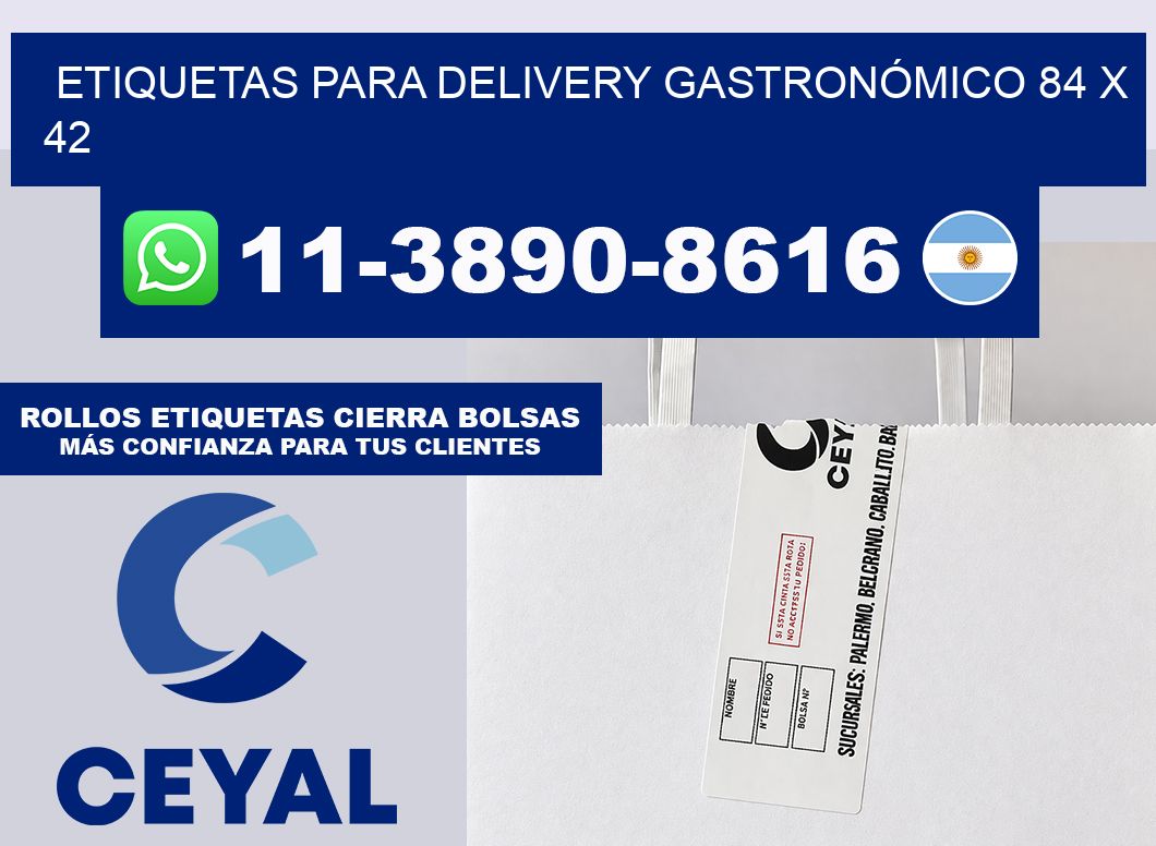 ETIQUETAS PARA DELIVERY GASTRONÓMICO 84 x 42