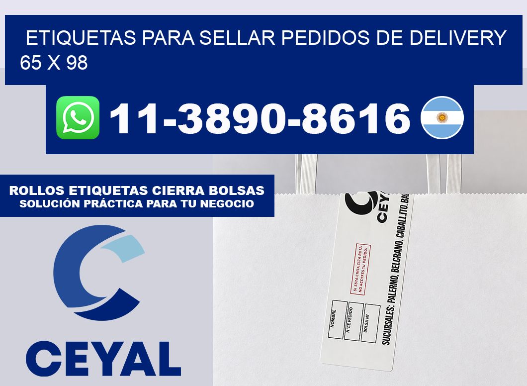 ETIQUETAS PARA SELLAR PEDIDOS DE DELIVERY 65 x 98