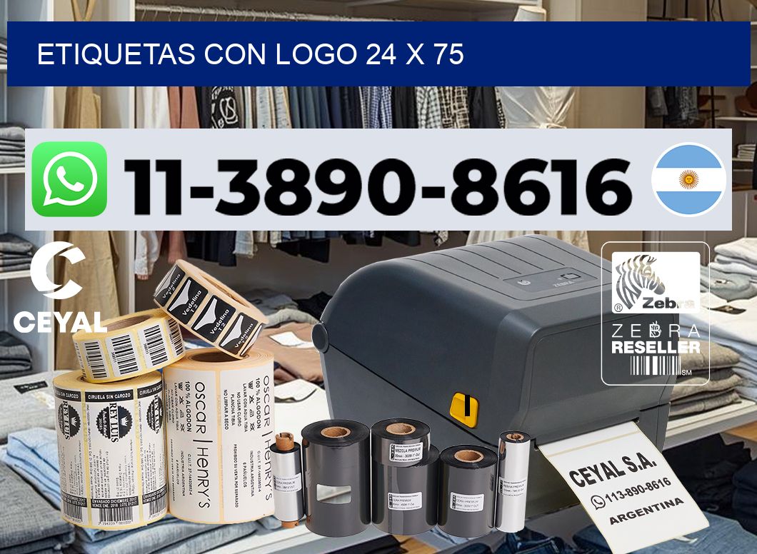 Etiquetas con logo 24 x 75