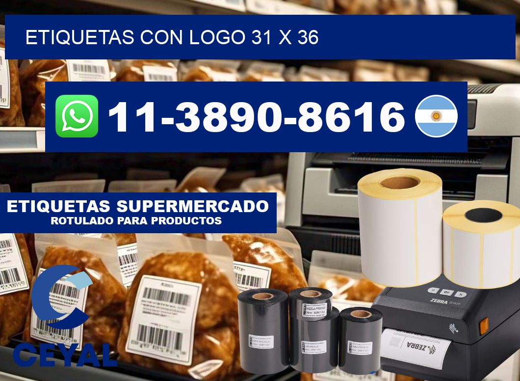 Etiquetas con logo 31 x 36