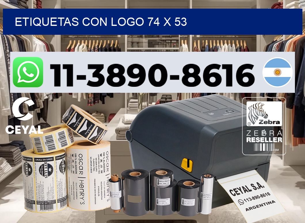 Etiquetas con logo 74 x 53