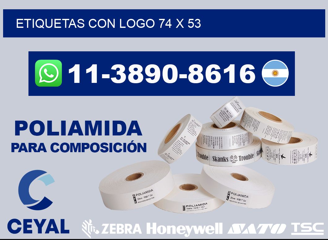 Etiquetas con logo 74 x 53