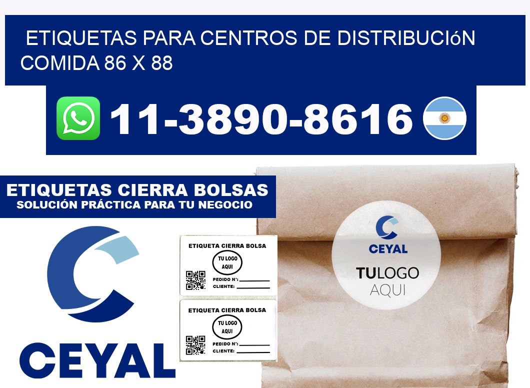 Etiquetas para centros de distribución comida 86 x 88