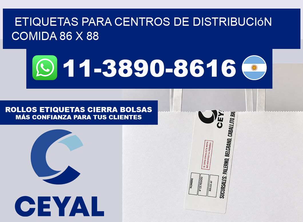 Etiquetas para centros de distribución comida 86 x 88