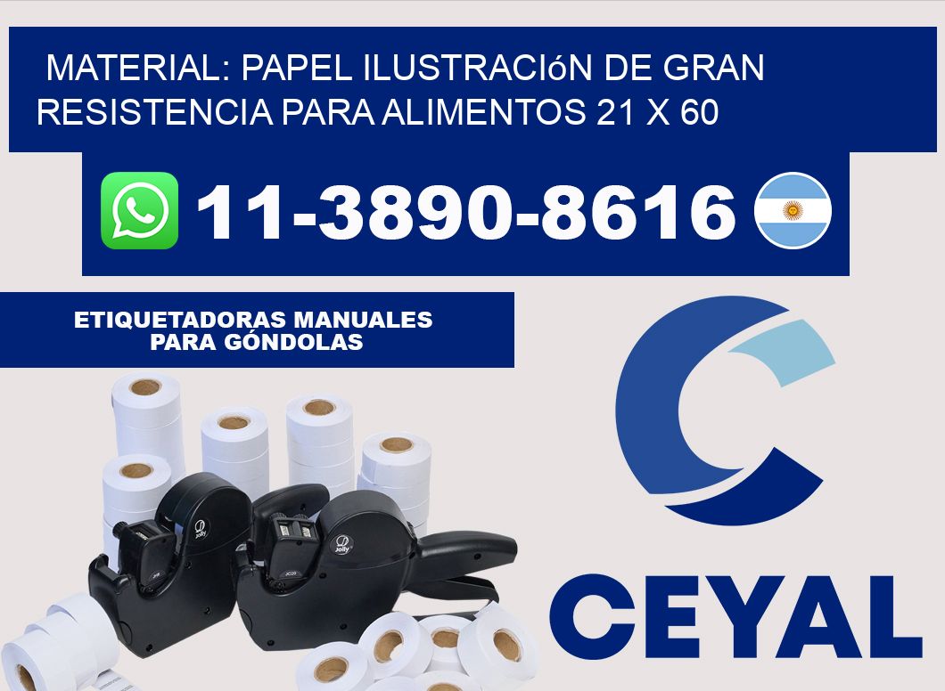 Material: papel ilustración de gran resistencia para alimentos 21 x 60