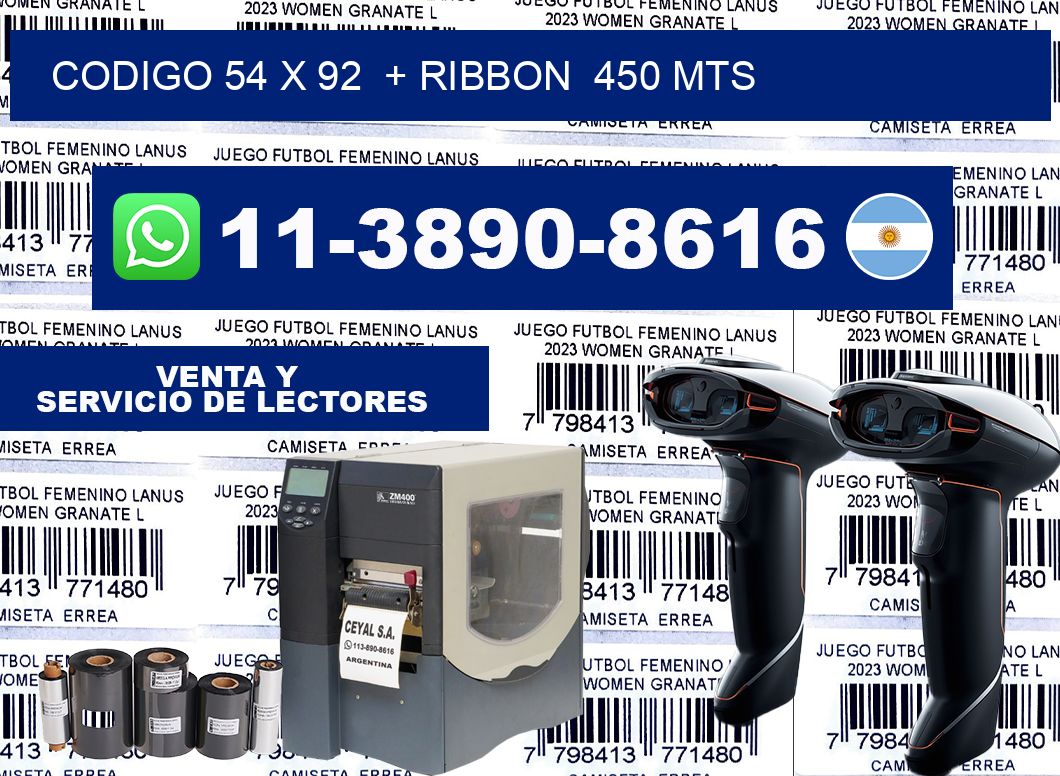 codigo 54 x 92  + ribbon  450 mts