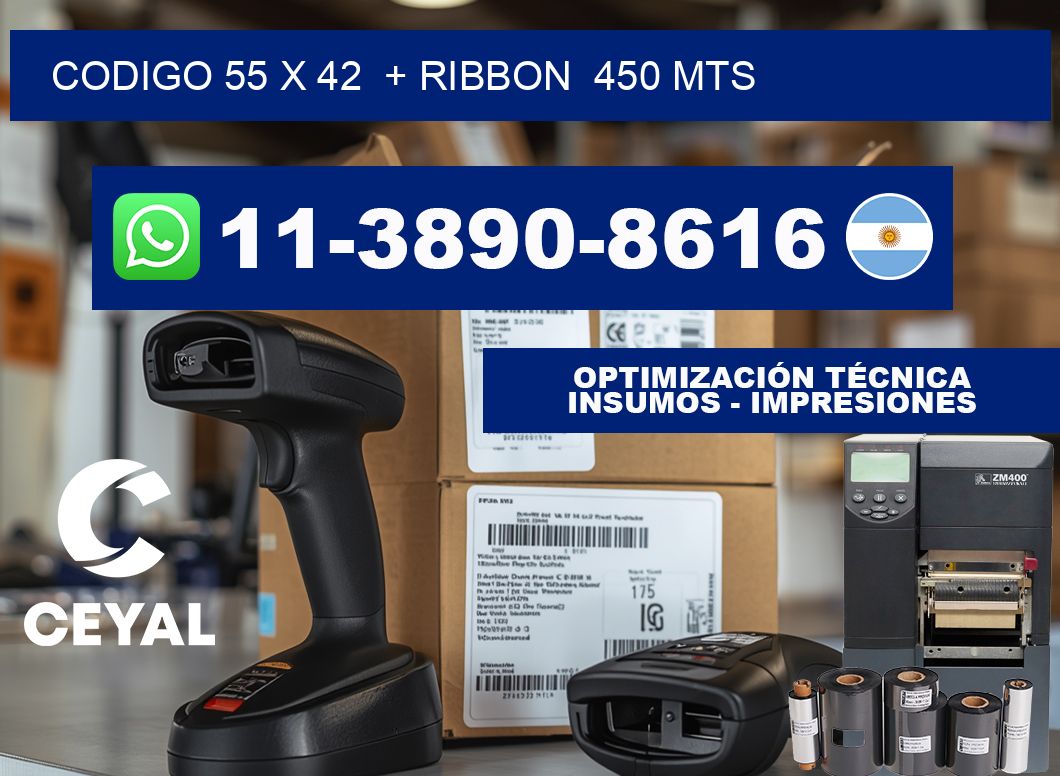 codigo 55 x 42  + ribbon  450 mts
