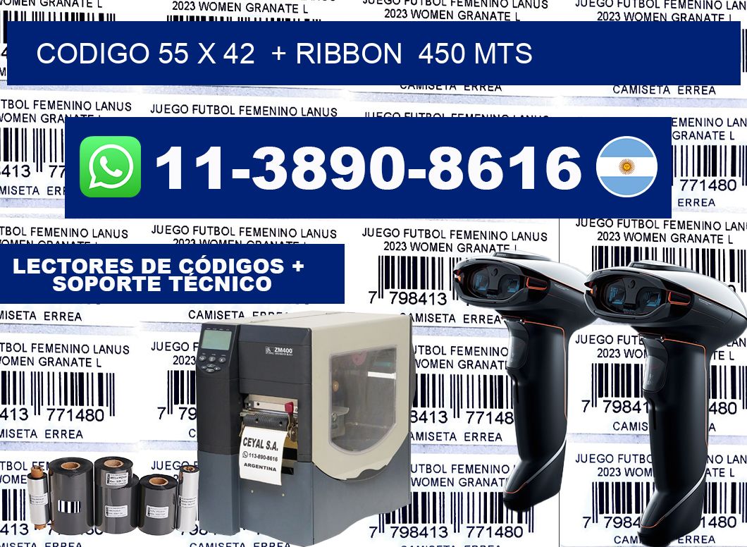 codigo 55 x 42  + ribbon  450 mts