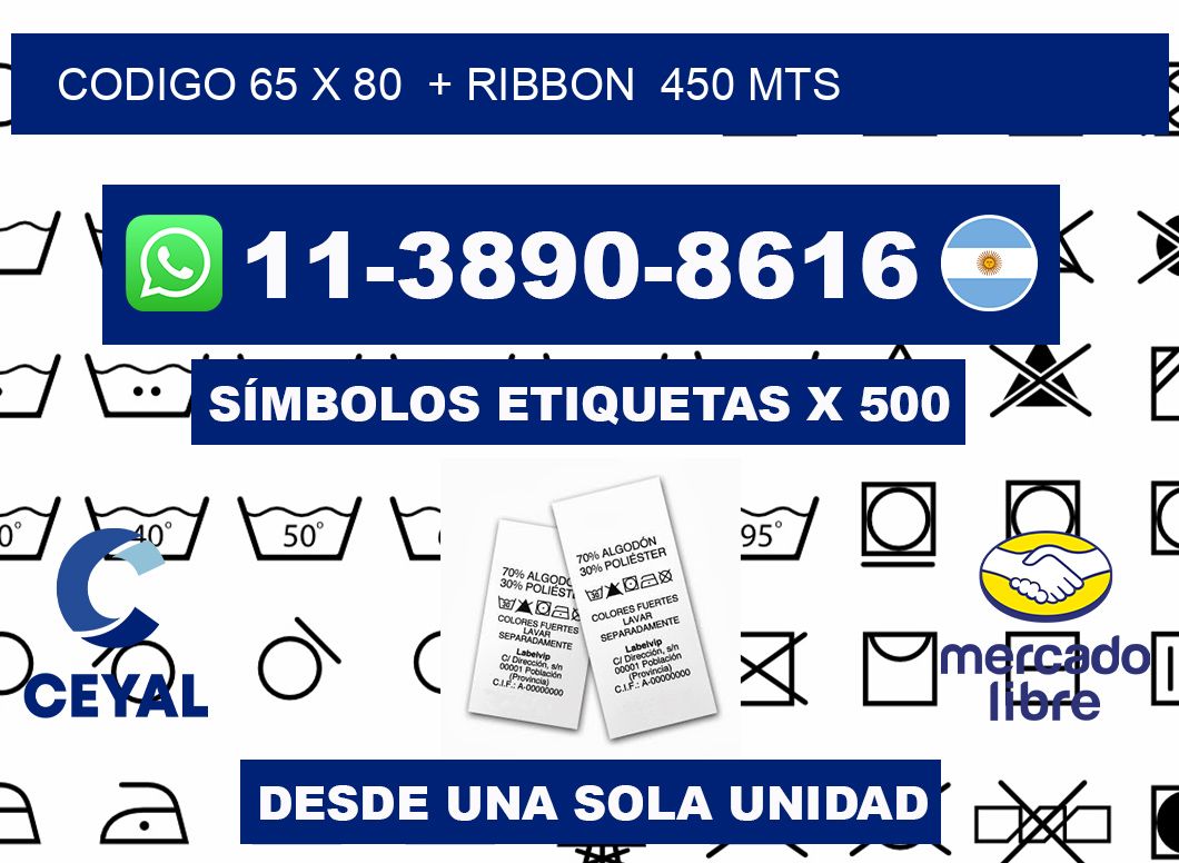 codigo 65 x 80  + ribbon  450 mts
