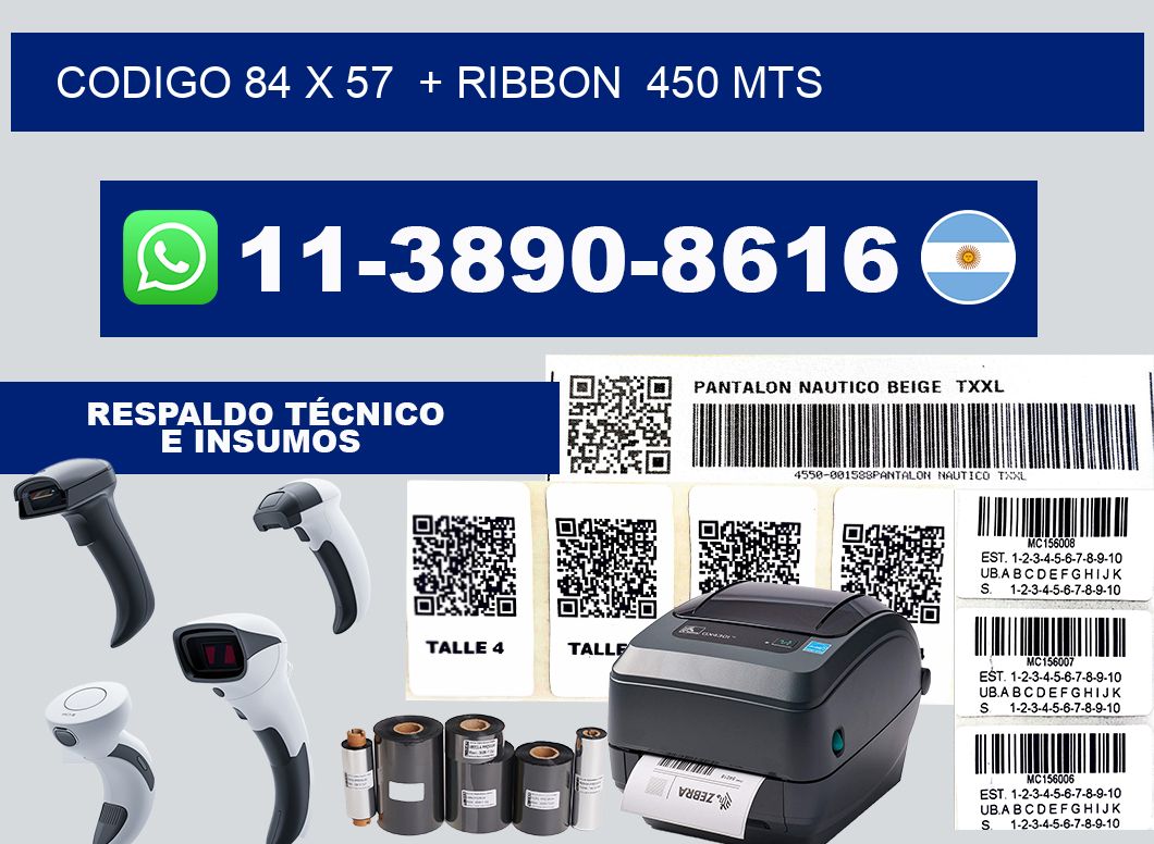 codigo 84 x 57 + ribbon 450 mts