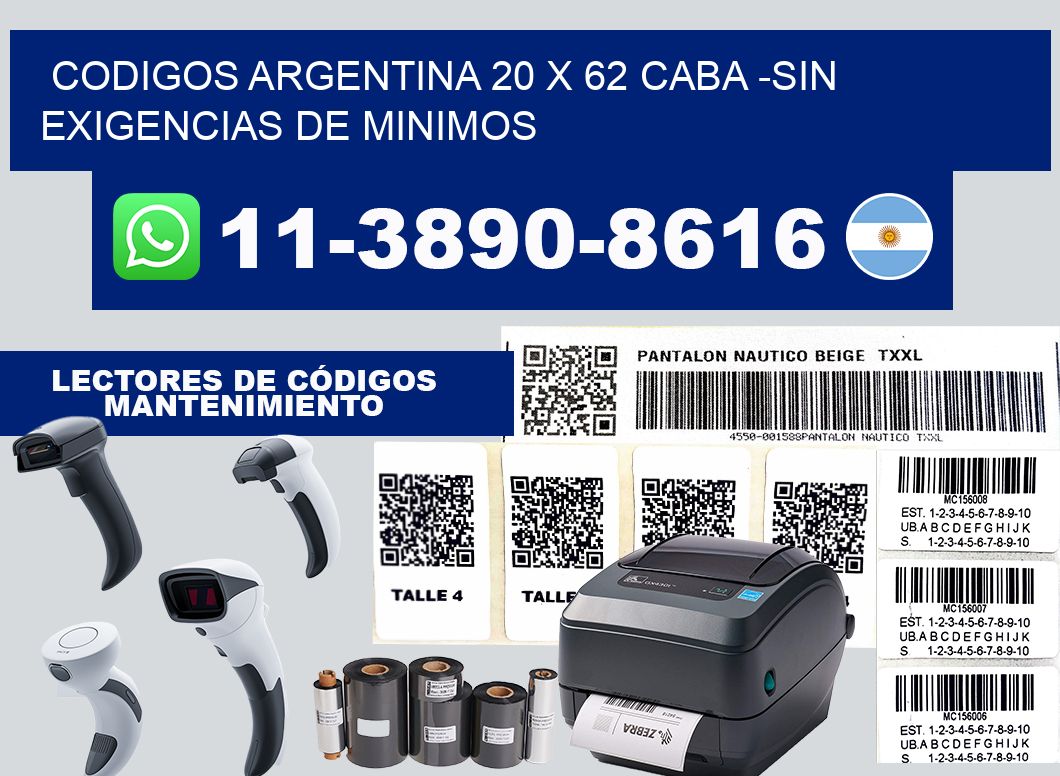 codigos Argentina 20 x 62 CABA -Sin exigencias de minimos