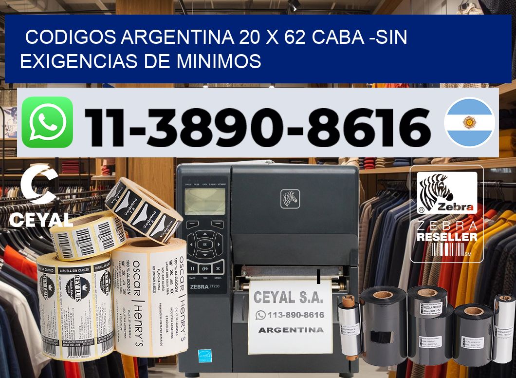 codigos Argentina 20 x 62 CABA -Sin exigencias de minimos