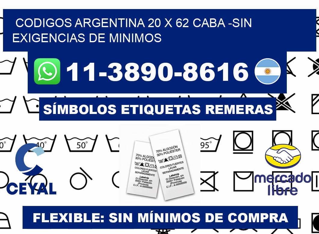 codigos Argentina 20 x 62 CABA -Sin exigencias de minimos