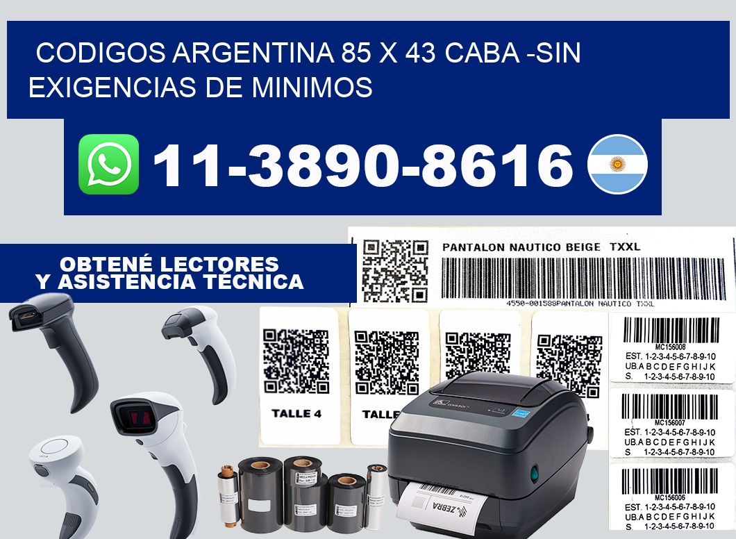 codigos Argentina 85 x 43 CABA -Sin exigencias de minimos