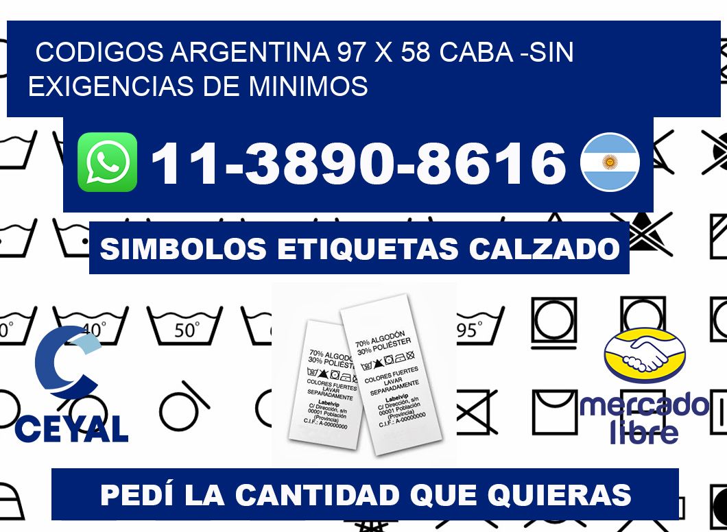 codigos Argentina 97 x 58 CABA -Sin exigencias de minimos