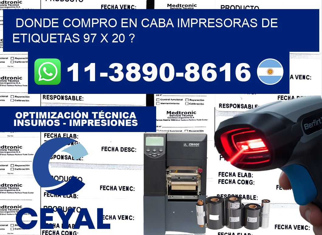 donde compro en CABA impresoras de etiquetas 97 x 20 ?