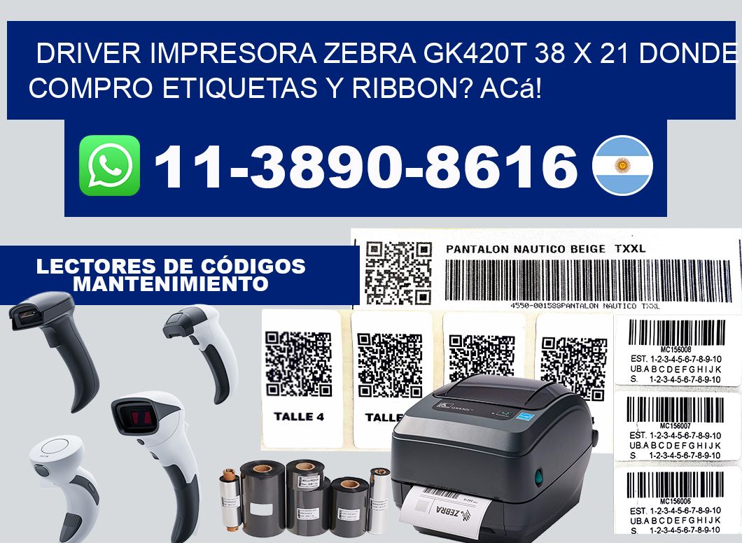 driver impresora zebra gk420t 38 x 21 Donde compro etiquetas y ribbon? Acá!