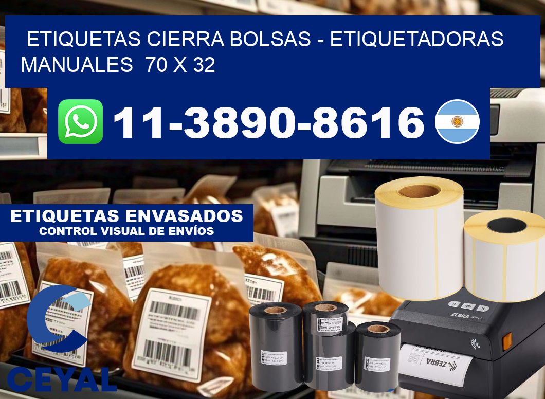 etiquetas cierra bolsas - Etiquetadoras Manuales 70 x 32