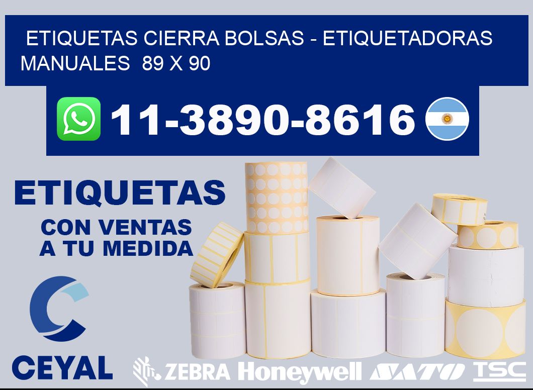 etiquetas cierra bolsas - Etiquetadoras Manuales  89 x 90