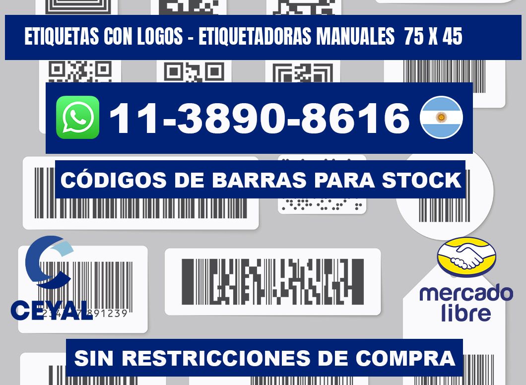 etiquetas con logos - Etiquetadoras Manuales  75 x 45