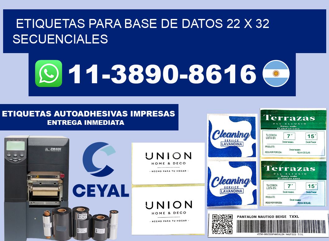 etiquetas para base de datos 22 x 32 secuenciales