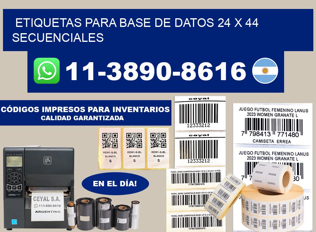 etiquetas para base de datos 24 x 44 secuenciales