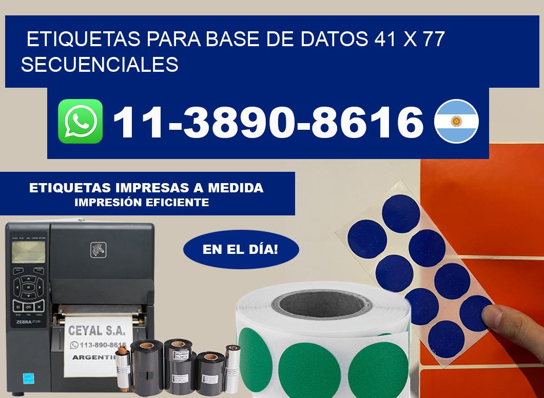 etiquetas para base de datos 41 x 77 secuenciales