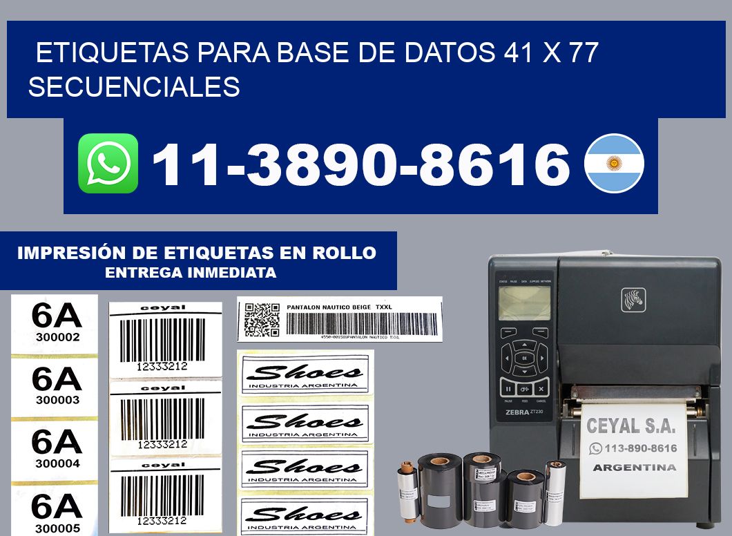 etiquetas para base de datos 41 x 77 secuenciales